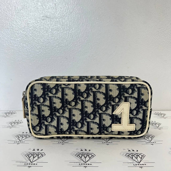 [PRE LOVED] Christian Dior Trotter Cosmetic Pouch in Blue Oblique