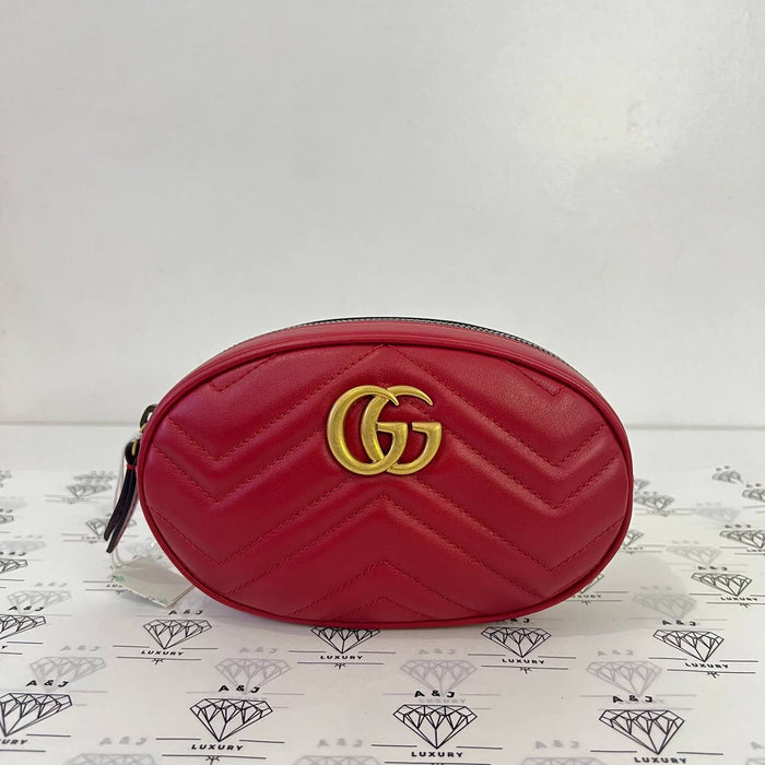 [PRE LOVED] Gucci Marmont Belt Bag in Red Matelasse Leather GHW Size 85