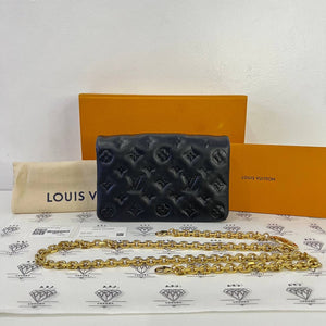 [PRE LOVED] Louis Vuitton Pochette Coussin in Black Monogram-embossed Leather GHW (microchipped)