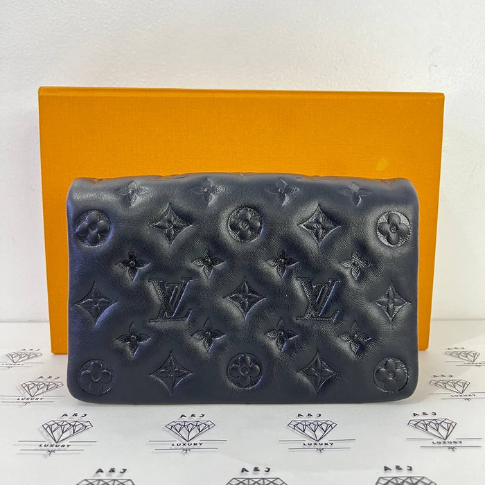[PRE LOVED] Louis Vuitton Pochette Coussin in Black Monogram-embossed Leather GHW (microchipped)