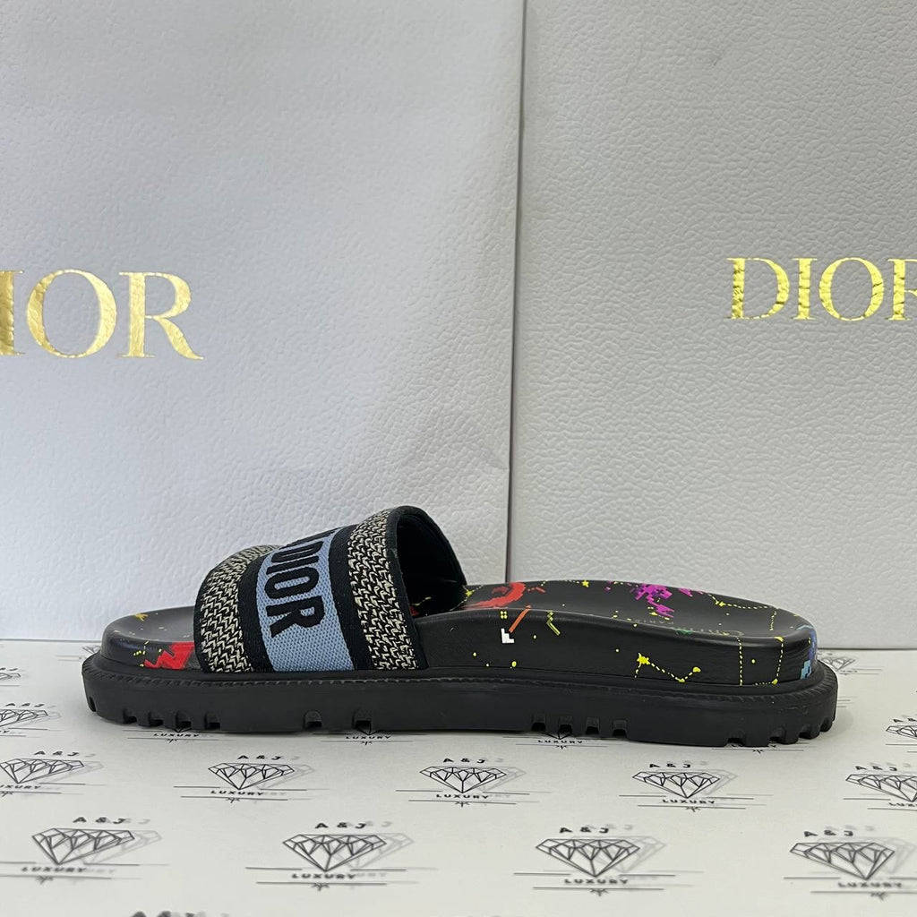 [PRE LOVED] Christian Dior Black Multicolor Platform Mules in Size 38.5EU