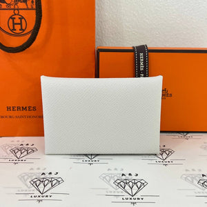 [BRAND NEW] Hermes Calvi Cardholder in Gris Pale Epsom Leather (Stamp B)