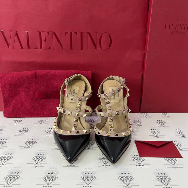 [PRE LOVED] Valentino Rockstud Heels in Black Patent Leather Size 36.5EU