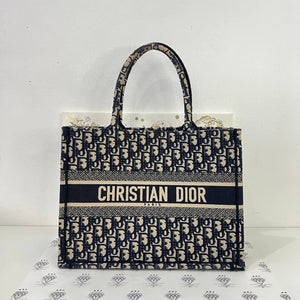[PRE LOVED] Christian Dior Medium Book Tote in Blue Oblique (2022)
