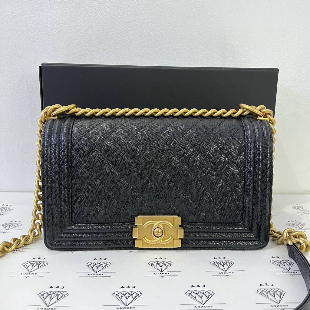 [PRE LOVED] Chanel Old Medium Boy in Black Caviar GHW (Series 29)