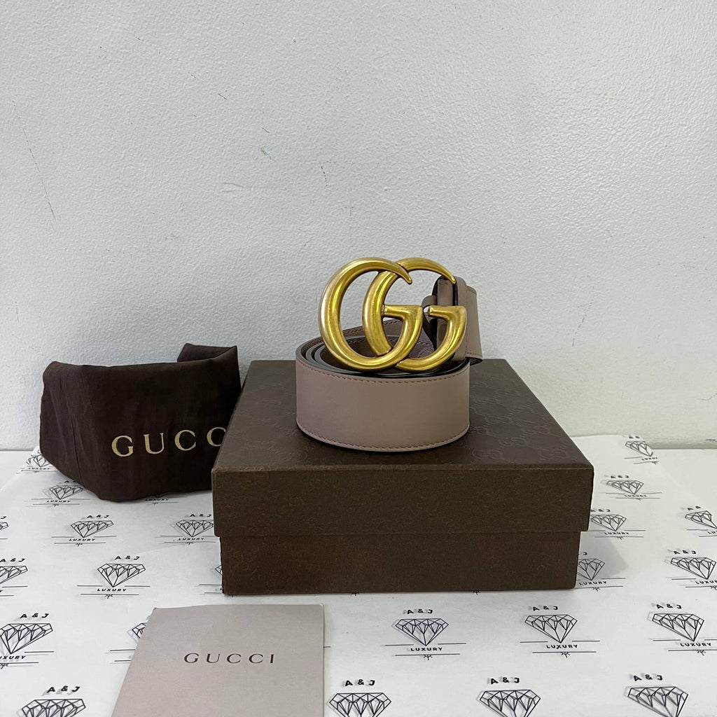 [PRE LOVED] Gucci Marmont Belt in Nude Size 75