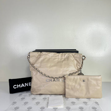 [PRE LOVED] Chanel Small C22 in Beige Calfskin Leather SHW (microchipped)