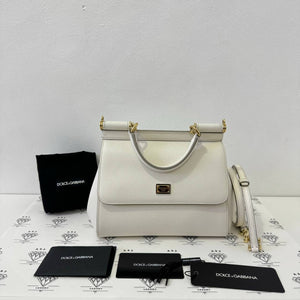 [PRE LOVED] Dolce & Gabbana Medium Sicily handbag in White Dauphine Leather GHW