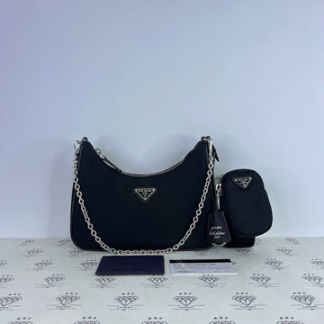 [PRE LOVED] Prada Re-edition 2005 Multi Pochette in Black Nylon SHW