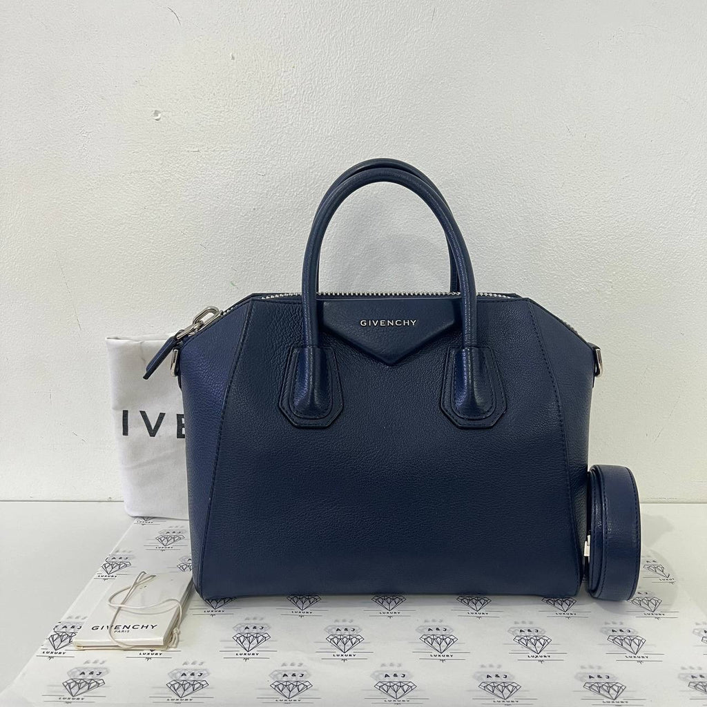 [PRE LOVED] Givenchy Small Antigona in Blue Goatskin Leather GHW