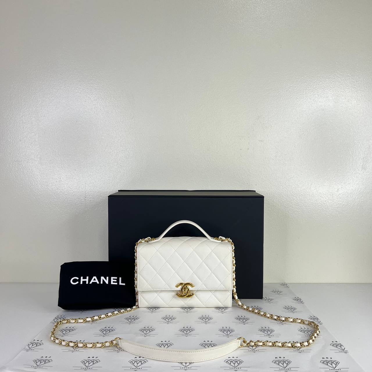 [PRE LOVED] Chanel Mini Flap Bag in White Lambskin Leather GHW (microchipped)