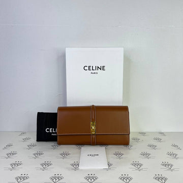 [PRE LOVED] Celine Large 16 Wallet in Tan Calfskin Leather GHW