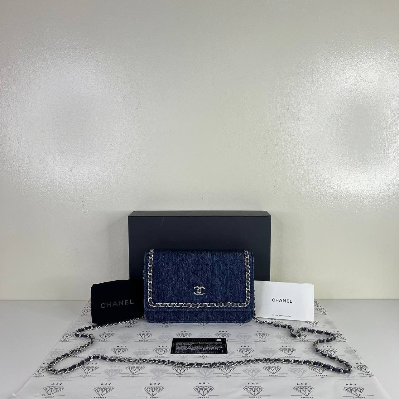 [PRE LOVED] Chanel Chain Around Wallet on Chain in Denim SHW (Series 28)