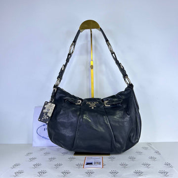 [PRE LOVED] Prada Small Soft Shoulder Bag in Black SHW