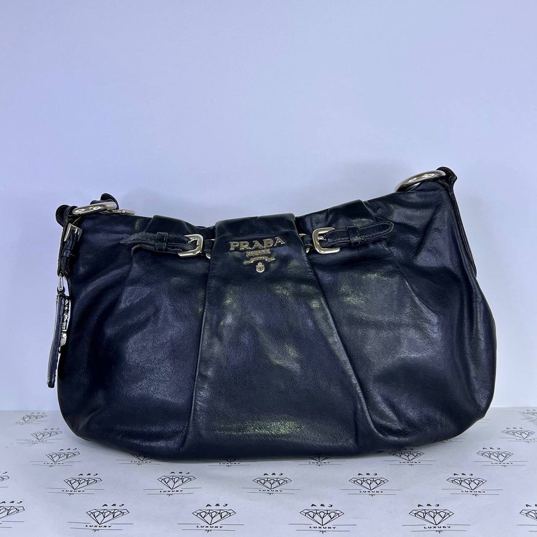 [PRE LOVED] Prada Small Soft Shoulder Bag in Black SHW