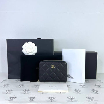 [BRAND NEW] Chanel Zippy Compact Wallet in Black Caviar Leather GHW (microchipped)