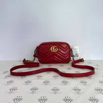 [PRE LOVED] Gucci Mini Marmont Camera Bag in Red GHW