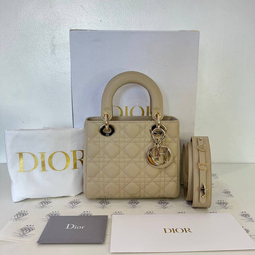 [PRE LOVED] Christian Dior Small Lady D in Powder Beige Cannage Lambskin Leather GHW (2022)