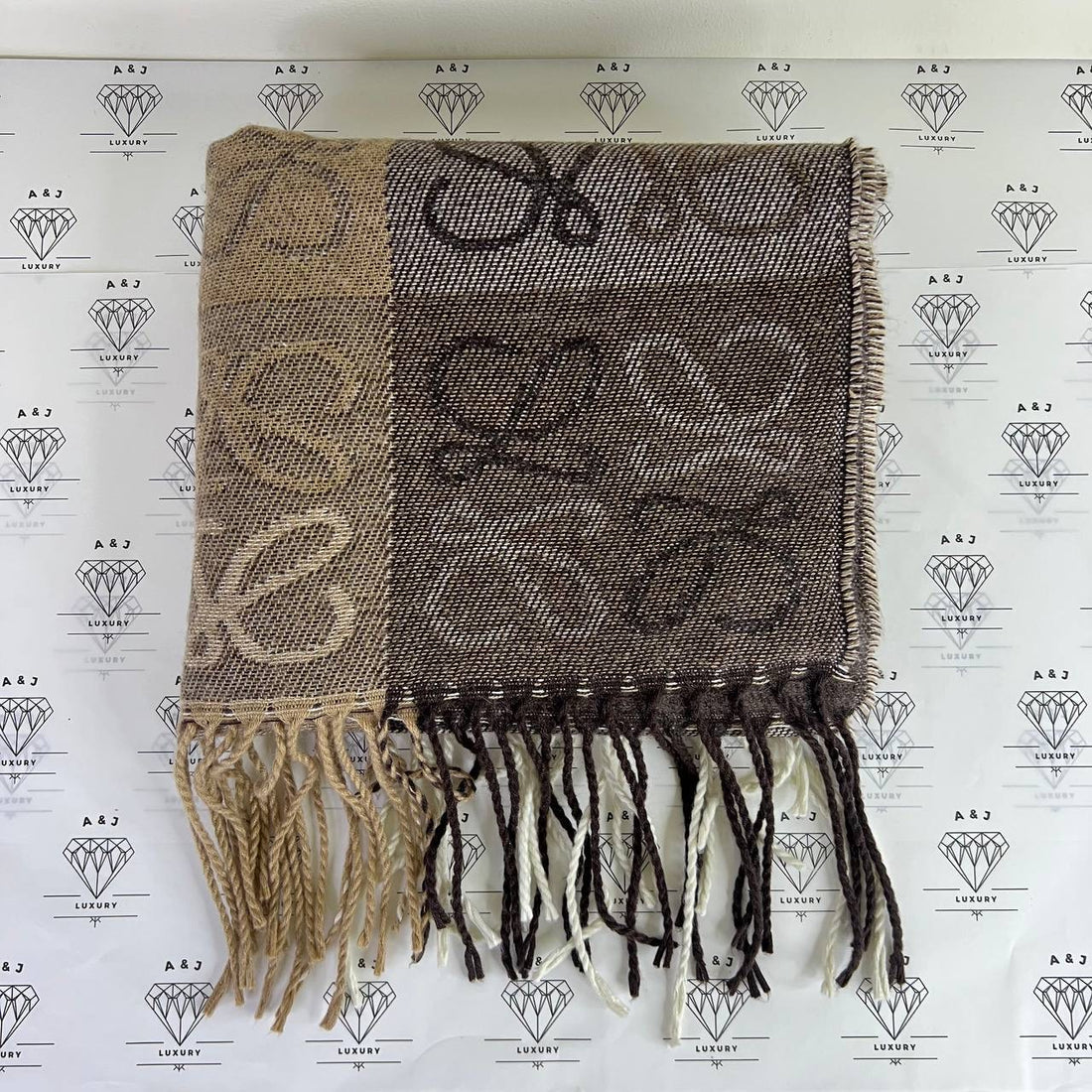 [PRE LOVED] Loewe Anagram Scarf in Brown 185x45cms