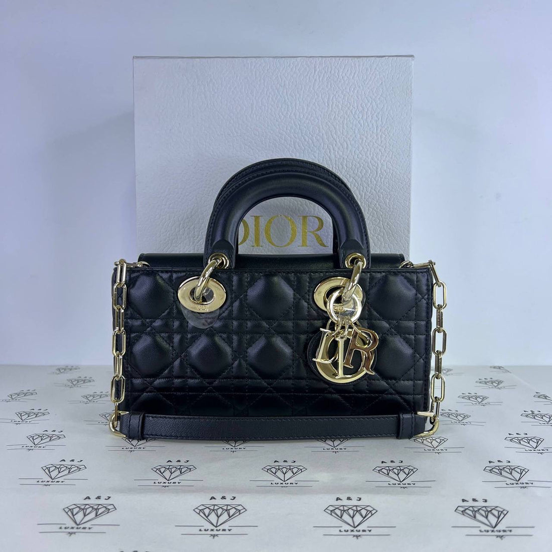 [PRE LOVED] Christian Dior Small D-Joy in Black Cannage Lambskin Leather GHW (2023)