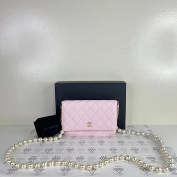 [PRE LOVED] Chanel Pearl Wallet on Chain in Light Pink Lambskin Leather GHW (microchipped)