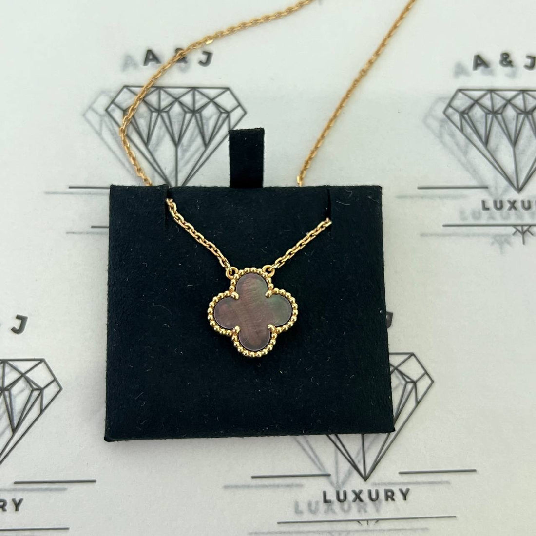 [PRE LOVED] Van Cleef & Arpels Vintage Alhamba Grey Mother of Pearl Pendant Rosegold HW (2021)