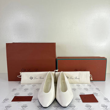 [BRAND NEW] Loro Piana Rebecca Ballet Flats in White Size 36.5EU