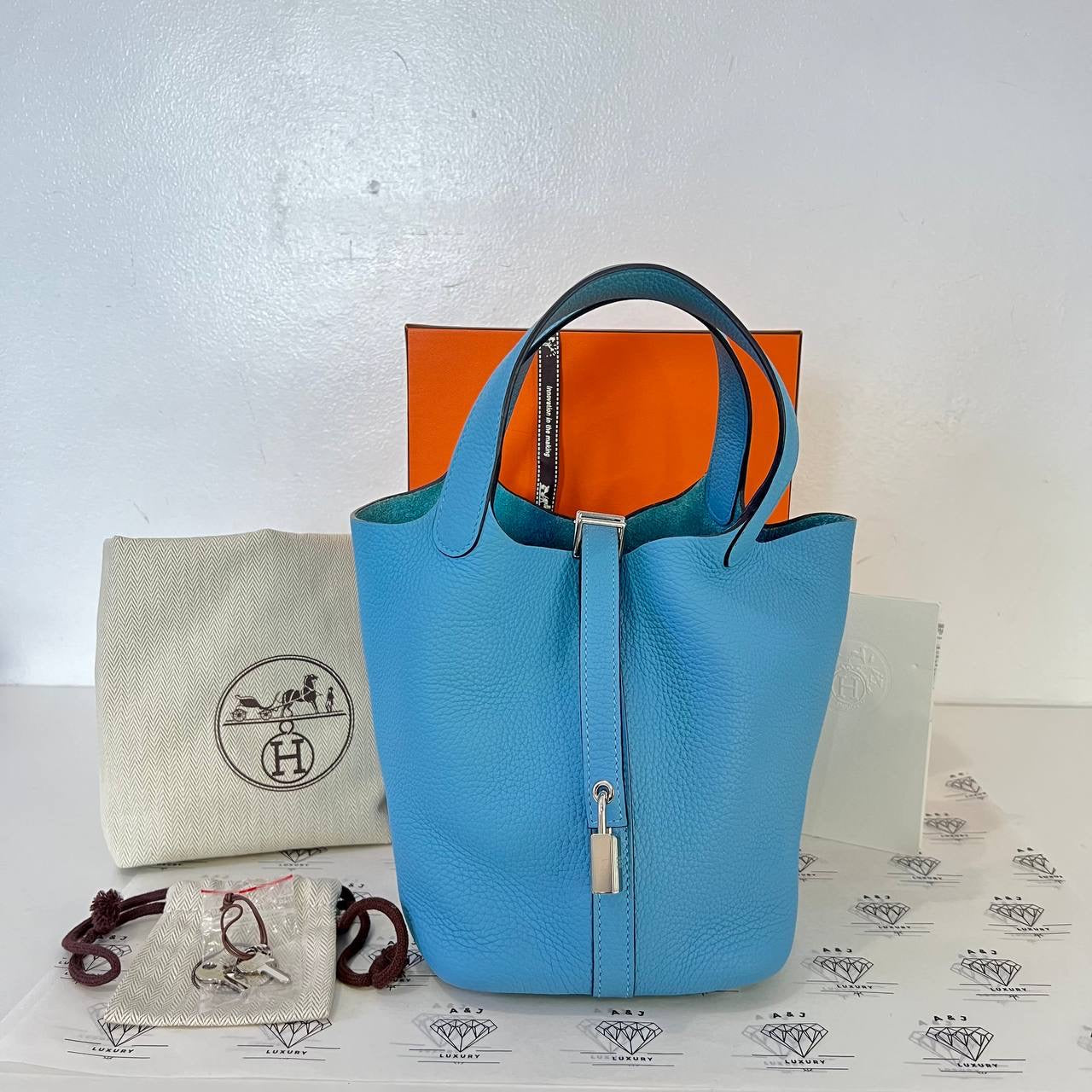 [PRE LOVED] Hermes Picotin 18 in Bleu De Norde Clemence Leather PHW (Stamp Y - 2020)