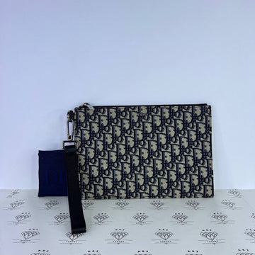 [PRE LOVED] Christian Dior A5 Pouch in Blue Oblique (2020)