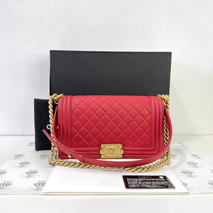 [PRE LOVED] Chanel Old Medium Boy in Red Caviar GHW (Series 24)