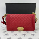 [PRE LOVED] Chanel Old Medium Boy in Red Caviar GHW (Series 24)