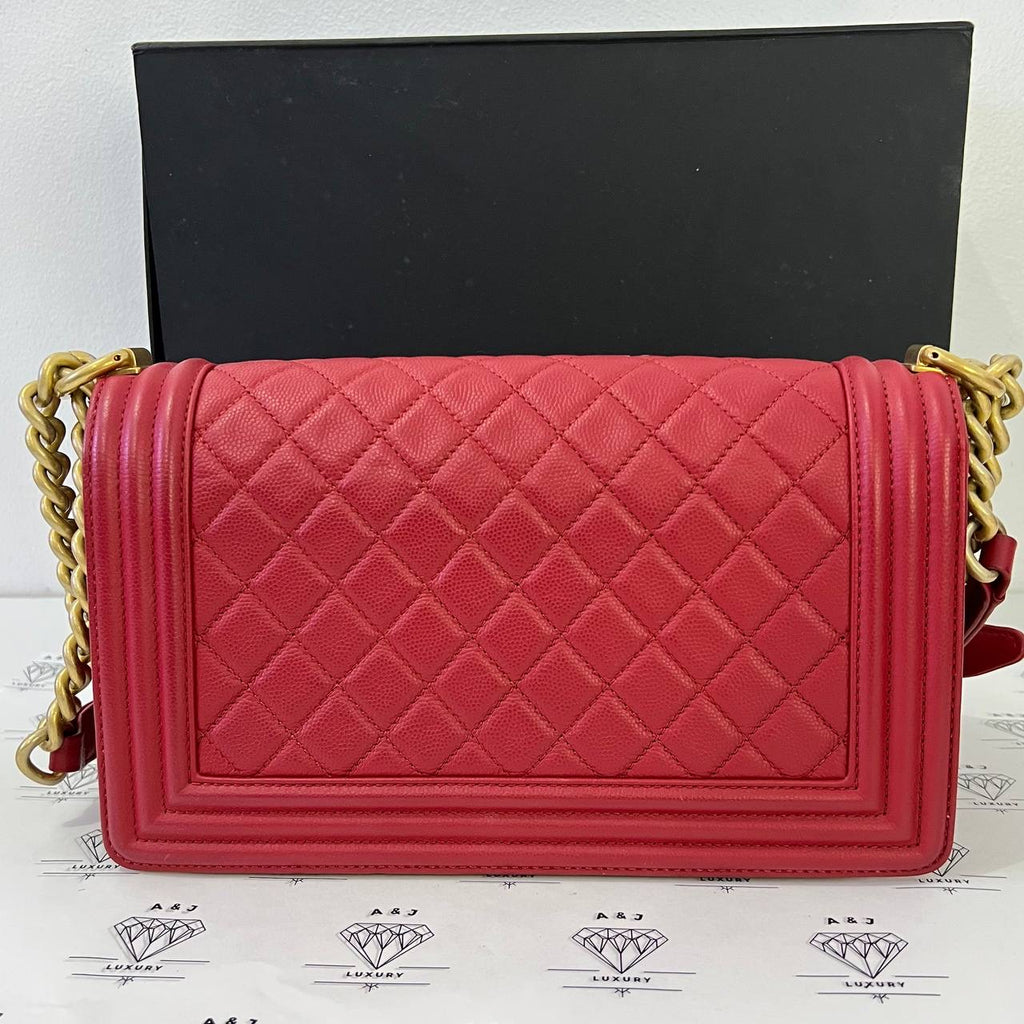 [PRE LOVED] Chanel Old Medium Boy in Red Caviar GHW (Series 24)