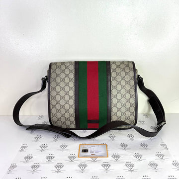 [PRE LOVED] Gucci Vintage Men's Web Messenger Bag in Brown