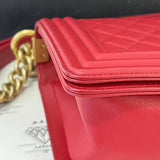 [PRE LOVED] Chanel Old Medium Boy in Red Caviar GHW (Series 24)