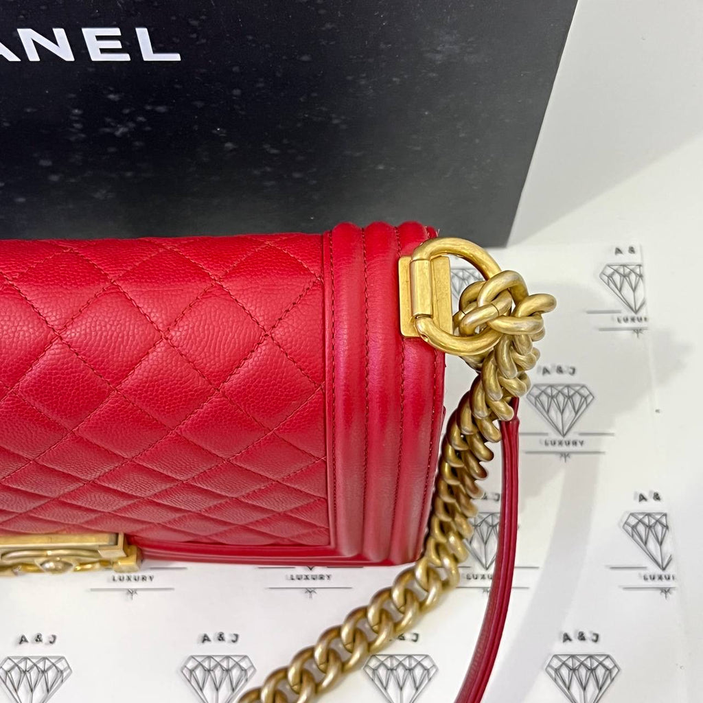 [PRE LOVED] Chanel Old Medium Boy in Red Caviar GHW (Series 24)