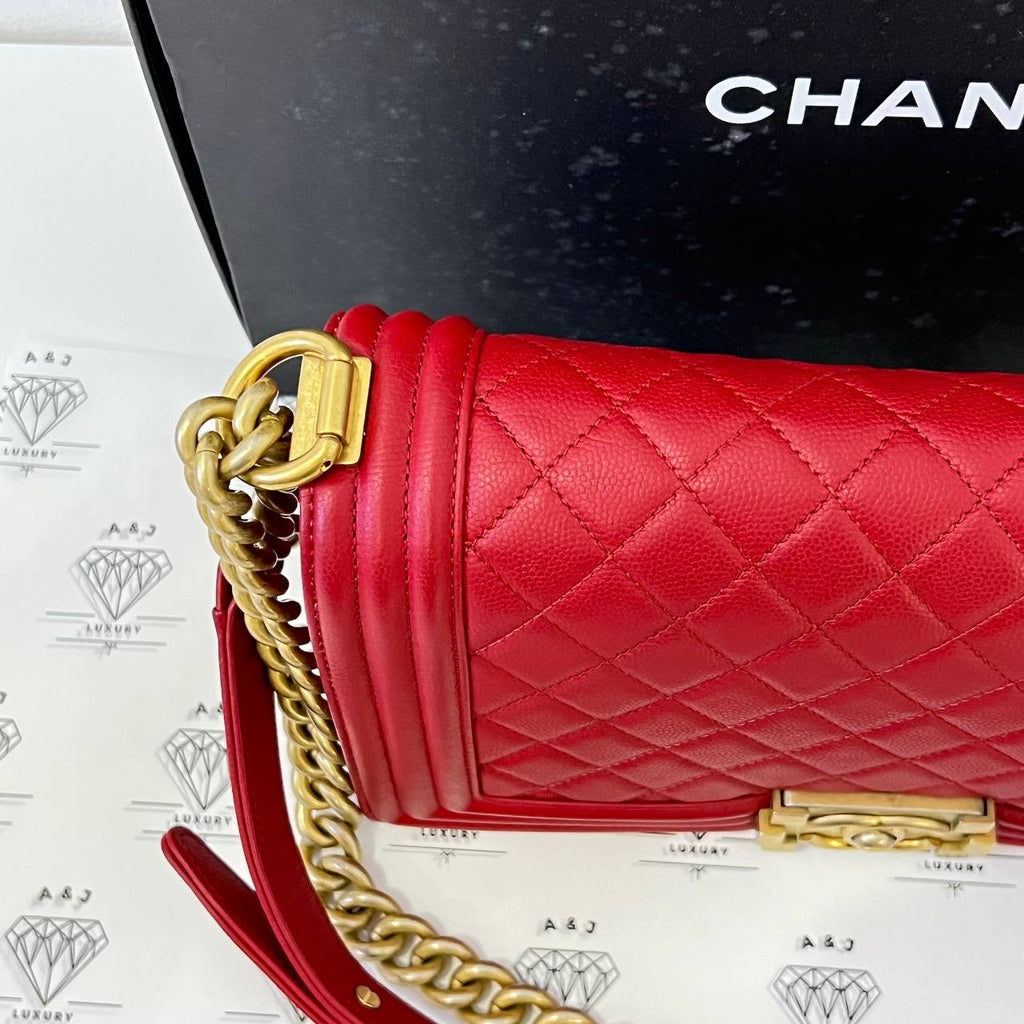 [PRE LOVED] Chanel Old Medium Boy in Red Caviar GHW (Series 24)