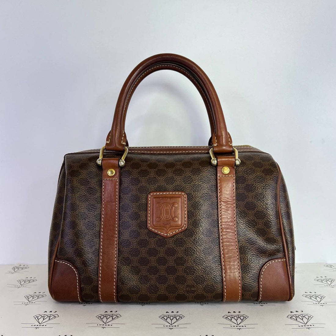 [PRE LOVED] Celine Macadam Mini Boston Bag in Brown GHW