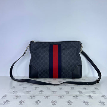 [PRE LOVED] Gucci Supreme Web Messenger Bag in Black SHW