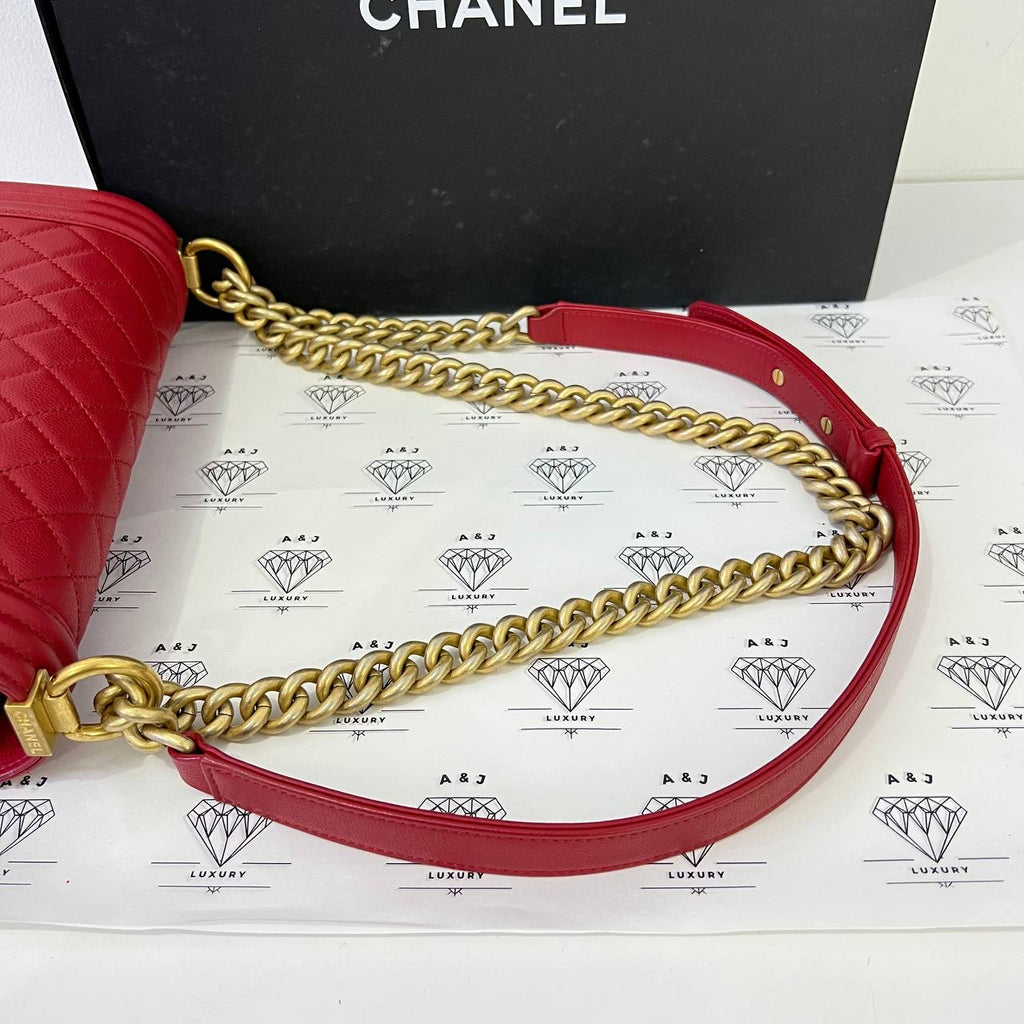 [PRE LOVED] Chanel Old Medium Boy in Red Caviar GHW (Series 24)