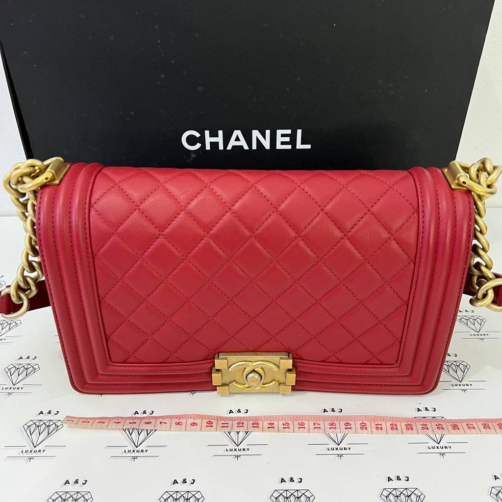 [PRE LOVED] Chanel Old Medium Boy in Red Caviar GHW (Series 24)