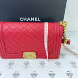 [PRE LOVED] Chanel Old Medium Boy in Red Caviar GHW (Series 24)