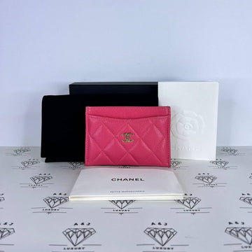 [PRE LOVED] Chanel Flat Cardholder in Pink Caviar Leather GHW (microchipped)