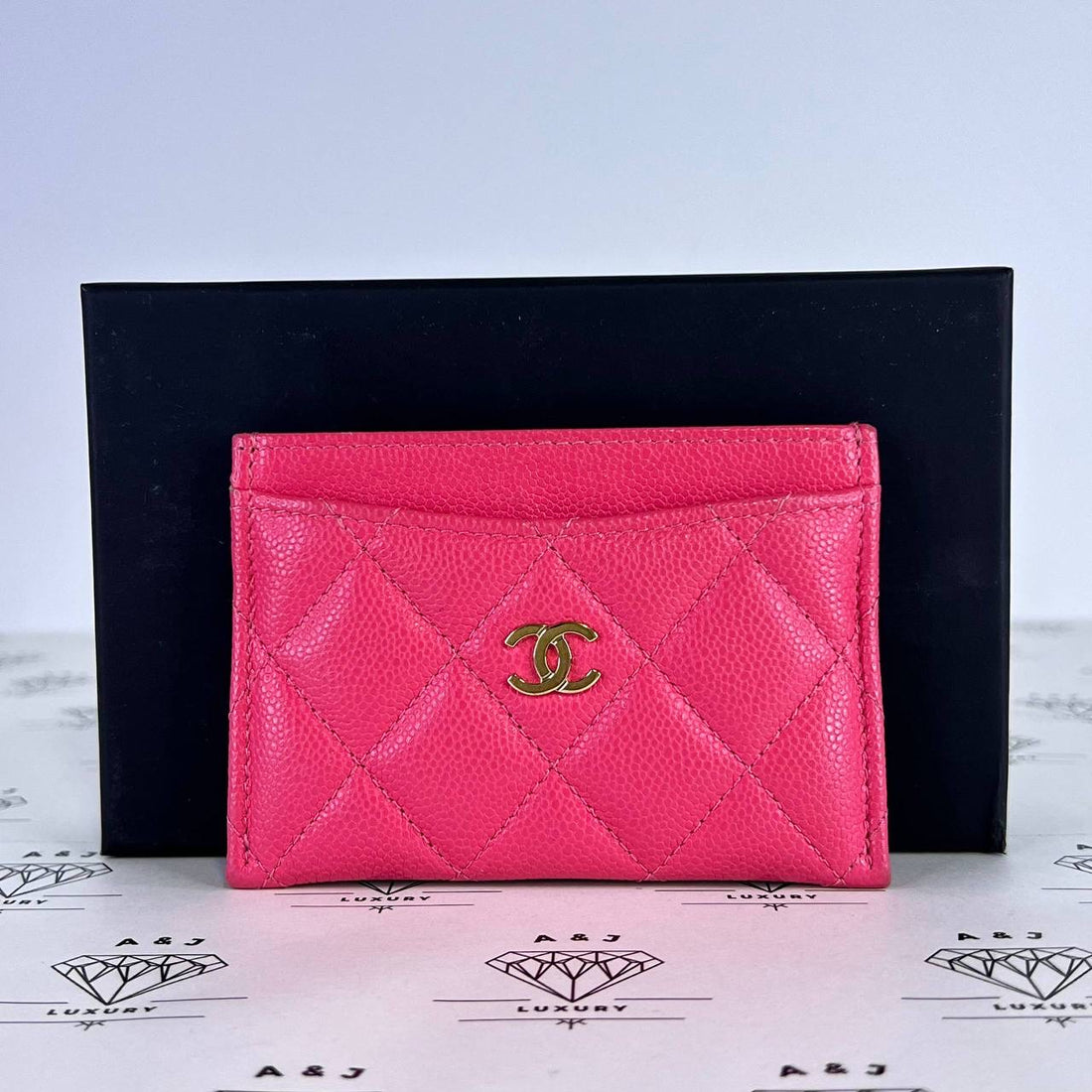 [PRE LOVED] Chanel Flat Cardholder in Pink Caviar Leather GHW (microchipped)