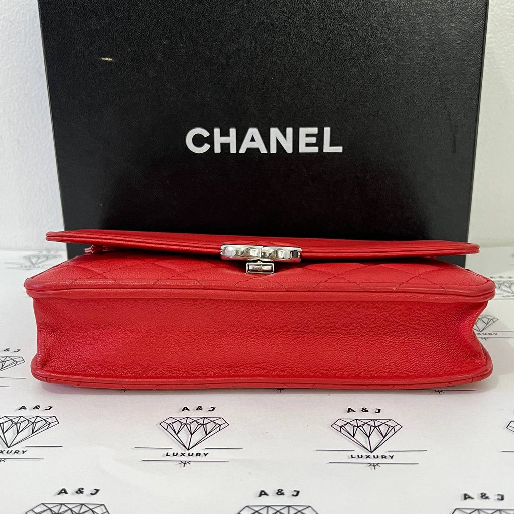 [PRE LOVED] Chanel Box Wallet on Chain in Red Caviar SHW (Series 25)