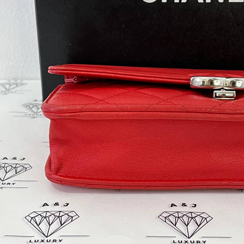 [PRE LOVED] Chanel Box Wallet on Chain in Red Caviar SHW (Series 25)