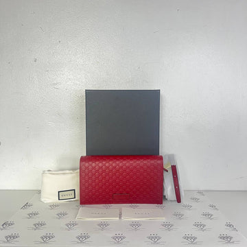 [PRE LOVED] Gucci Microguccissima Wallet on Strap in Red GHW