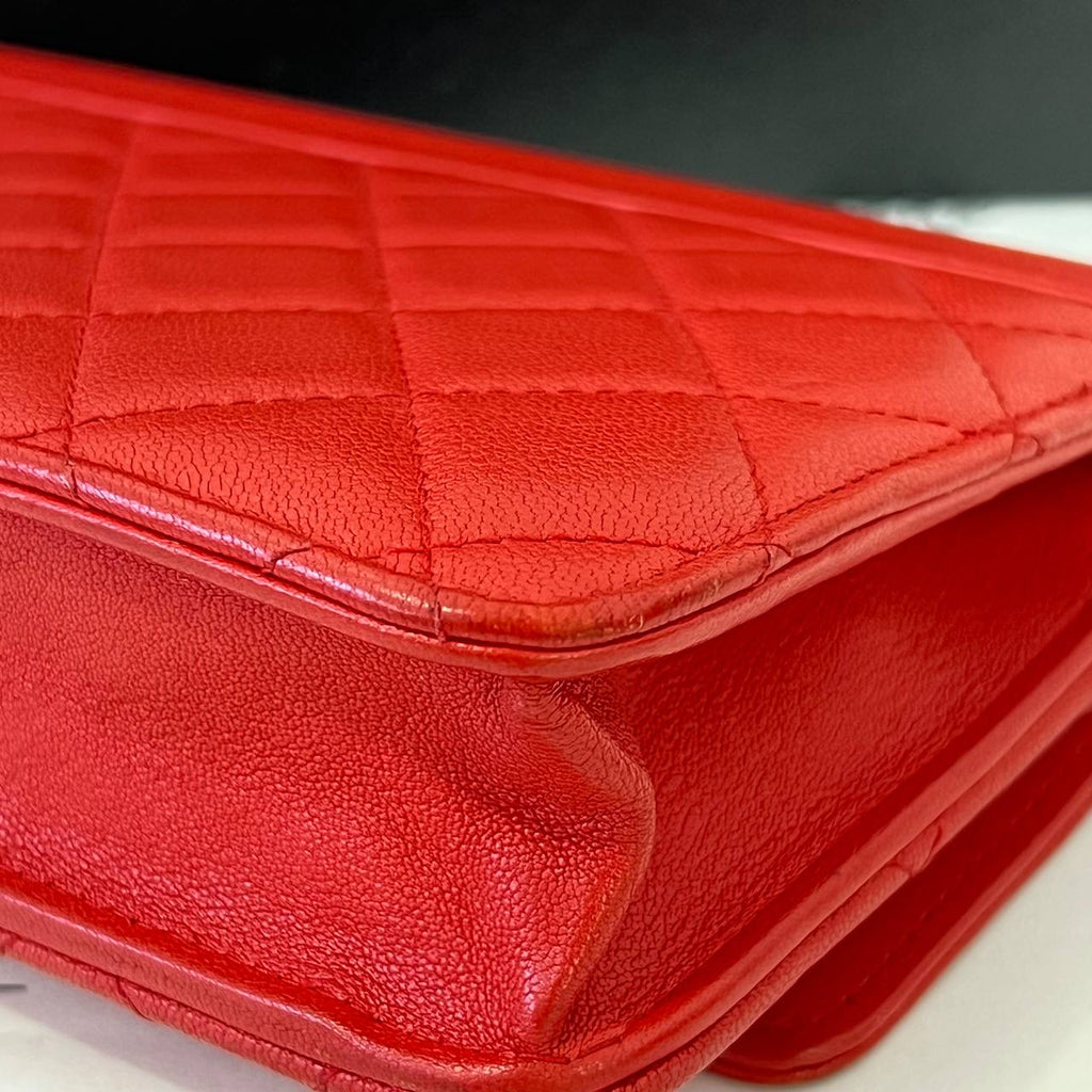 [PRE LOVED] Chanel Box Wallet on Chain in Red Caviar SHW (Series 25)