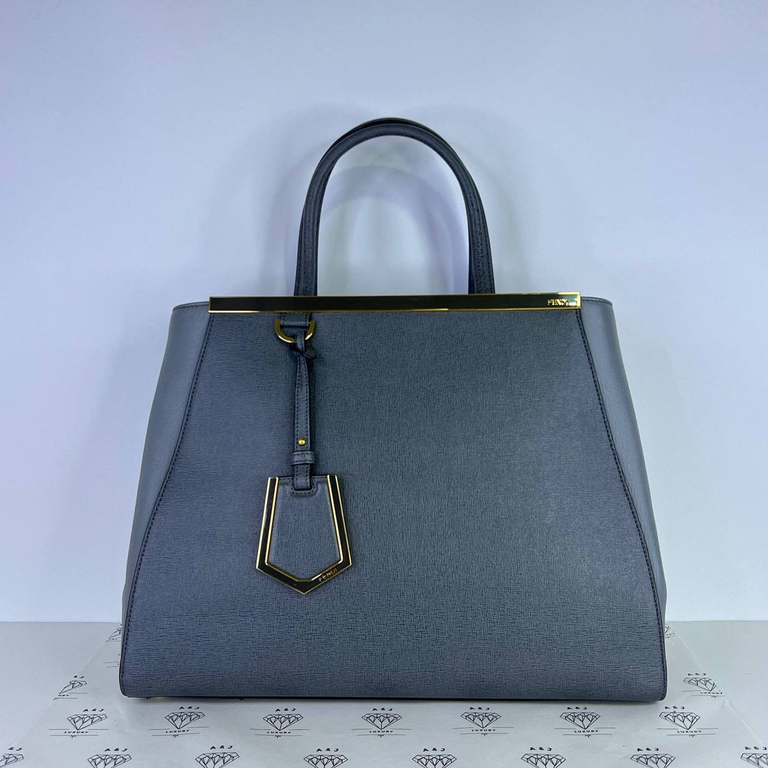 [PRE LOVED] Fendi Medium 2Jours Tote in Gray Grained Leather GHW