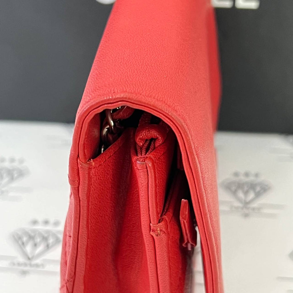 [PRE LOVED] Chanel Box Wallet on Chain in Red Caviar SHW (Series 25)