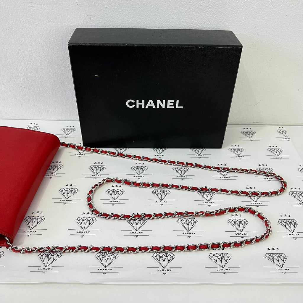 [PRE LOVED] Chanel Box Wallet on Chain in Red Caviar SHW (Series 25)